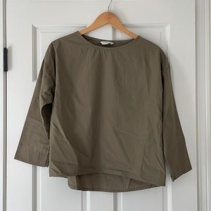 Elizabeth Suzann top in mossy brown/green color, size S.